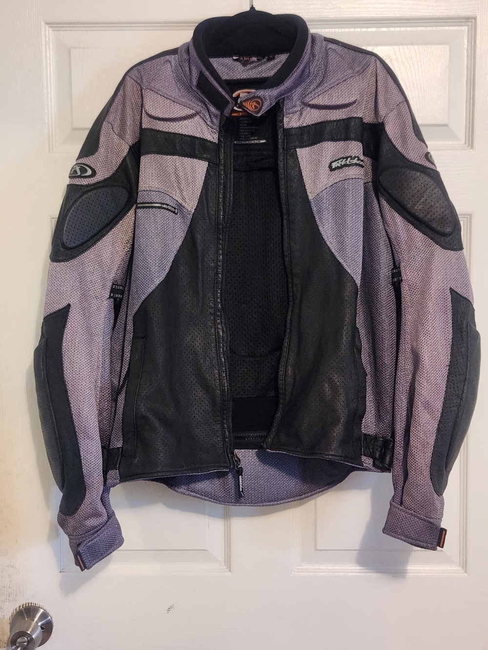 Mesh & Leather Performance Motorcycle Jacket - Purple/Black